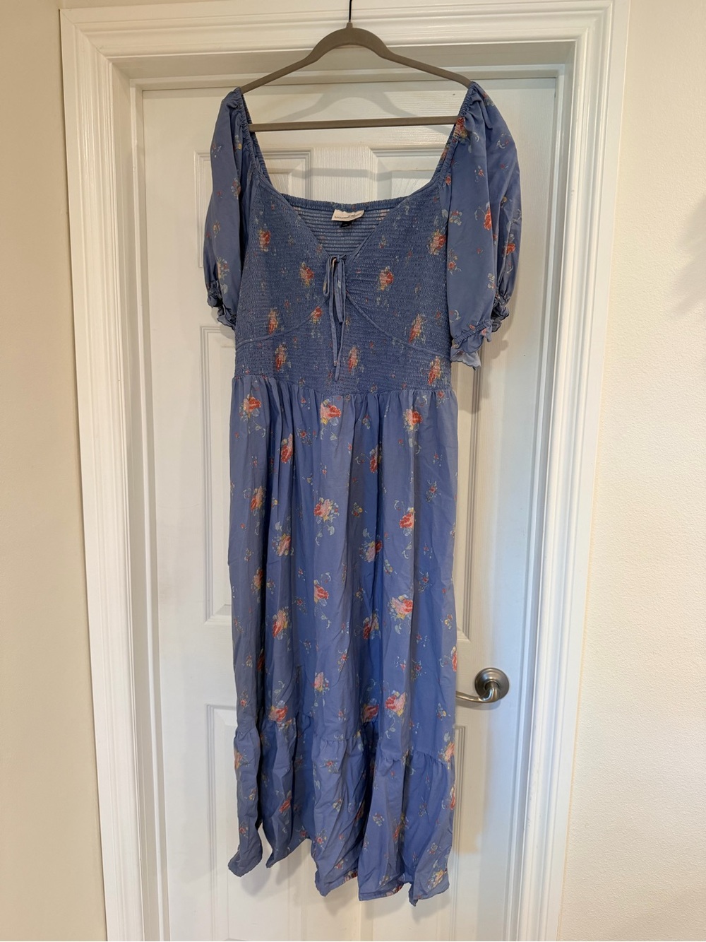 Target Blue Floral Maxi Dress with Puff Sleeves